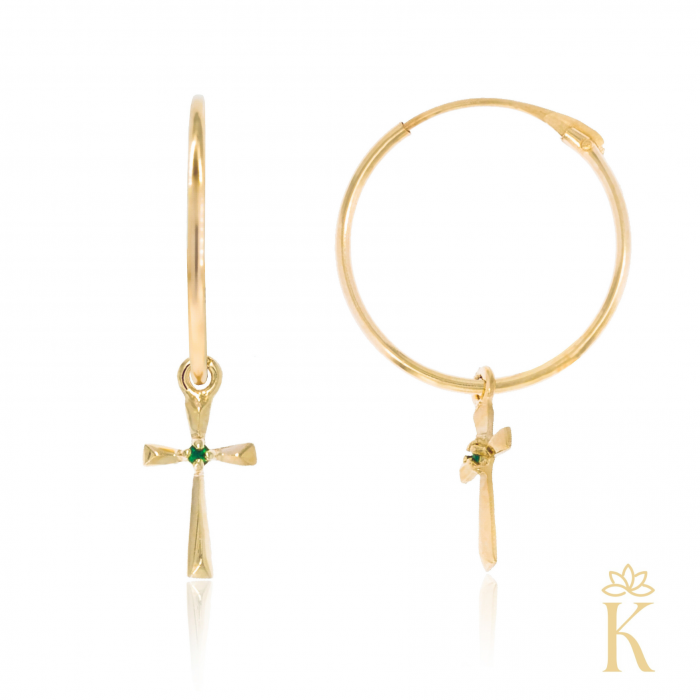 Cercei-aur-adolescente-dama-tortite-cruce-cu-smarald-13mm-kalini [5]