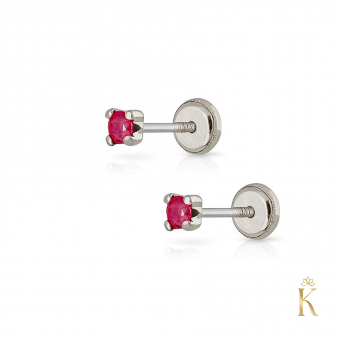 Cercei-bebelusi-piercing-cu-protectie-Piatra-rubin-2mm-aur-alb-Kalini [2]
