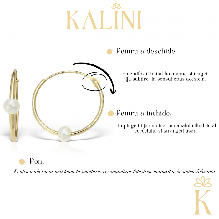 Cercei-aur-galben-creole-Kalini-14k-tortite-mici-8mm-cu-perla [8]