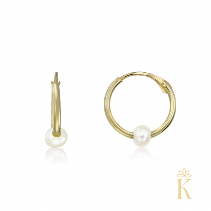 Cercei-aur-galben-creole-Kalini-14k-tortite-mici-8mm-cu-perla [4]