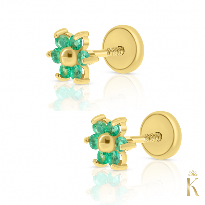 Cercei-bebelusi-aur-galben-smaralde-floare-5mm-Kalini [3]