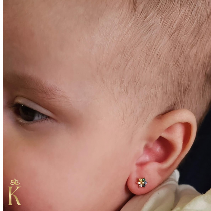 Cercei-cu-protectie-bebelusi-aur-galben-flori-zirconia-curcubeu-Kalini [7]