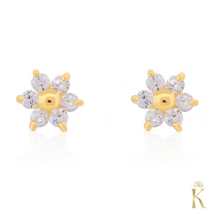 Cercei-protectie-aur-copii-Piatra-zirconia-Flori [3]