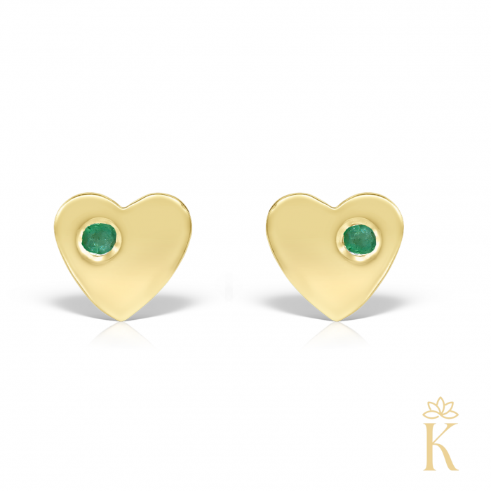 Cercei-bebelusi-cu-protectie-Inimi-smarald-aur-galben-14K-Kalini [2]