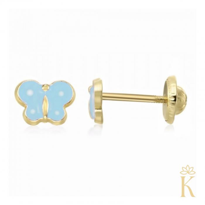 Cercei-copii-cu-protectie-aur-galben-9K-Kalini-Fluturasi-albastri [2]