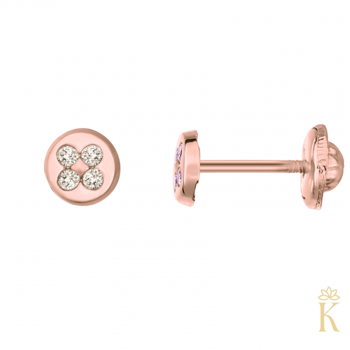 Cercei-copii-protectie-aur-roz-14K-Rotunzi-4-diamante-4mm [2]