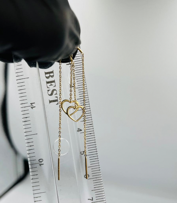 Cercei-lungi-fete-aur-galben-14K-Inimi-pe-lantisor-Kalini (2) [4]