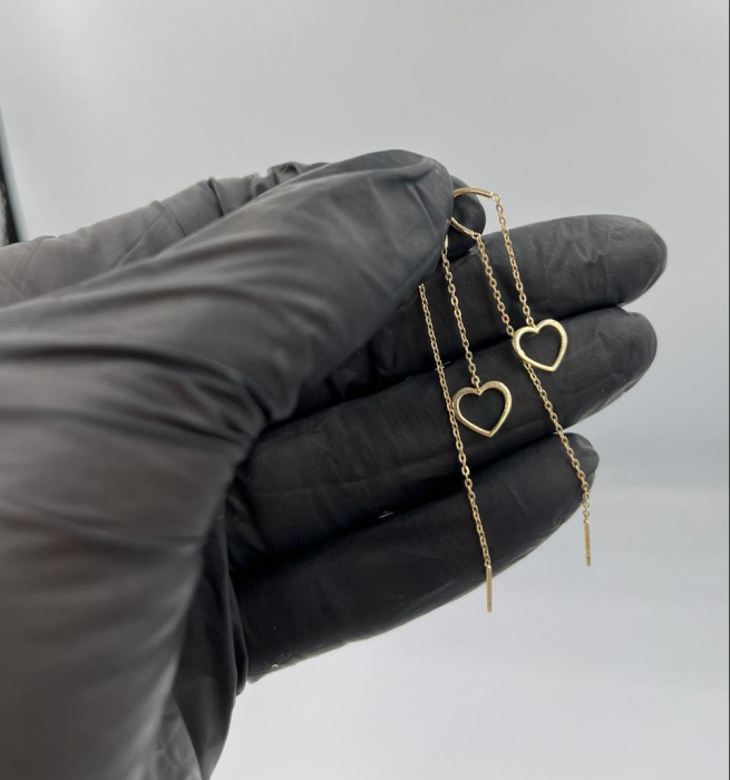 Cercei-lungi-fete-aur-galben-14K-Inimi-pe-lantisor-Kalini (2) [3]