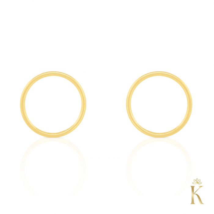 Cercei minimalisti cu protectie, din aur galben 14K, Cerc fin 11 mm [2]
