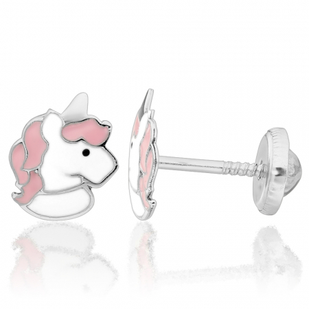 Cercei-copii-cu-protectie-aur-alb-14K-Kalini-Unicorni-alb-roz [1]