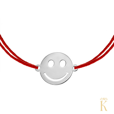 Bratara-copii-aur-alb-snur-rosu-Smiley-face-10 mm-Kalini [1]