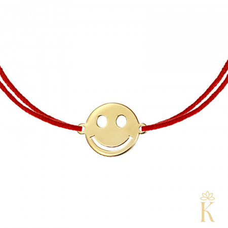 Bratara-copii-aur-galben-snur-rosu-Smiley-face-10 mm-Kalini [1]