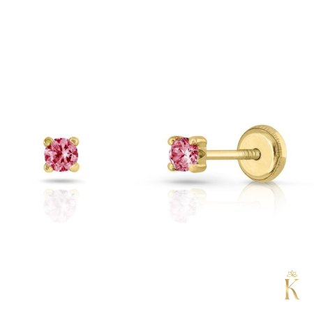 Cercei  Aur - Cercei-aur-bebelusi-Topaz-roz