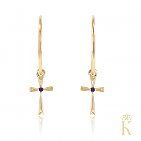 Cercei-creole-aur-galben-Tortite-Cruce-piatra-safir-Kalini [0]