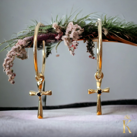 Cercei-creole-aur-galben-Tortite-Cruce-piatra-safir-Kalini [1]