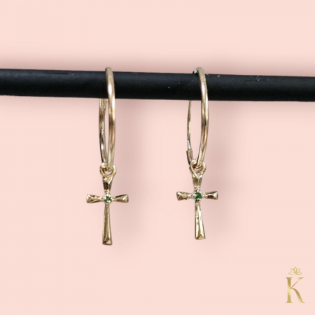 Cercei-aur-adolescente-dama-tortite-cruce-cu-smarald-13mm-kalini [3]