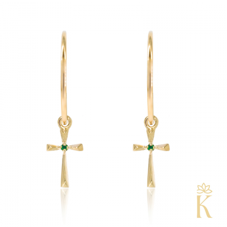 Cercei-aur-adolescente-dama-tortite-cruce-cu-smarald-13mm-kalini [0]