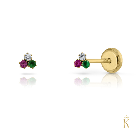 Cercei aur 18K - Cercei-aur-18k-bebelusi-cu-protectie-trei-pietricele