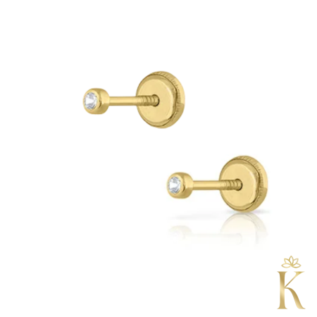 Cercei aur galben - Cercei-bebe-sau-piercing-aur-galben-14K-Rotunzi-2.5mm-cu -piatra-zirconia