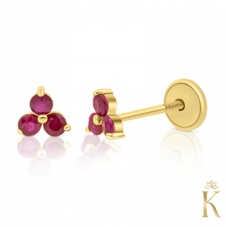 Cercei din aur cu pietre pretioase - Cercei-bebelusi-din-aur-cu-Rubine-naturale-Kalini