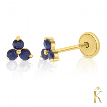 Cercei din aur cu pietre pretioase - Cercei-copii-cu-protectie-aur-galben-14K-Kalini-Safire-4-mm