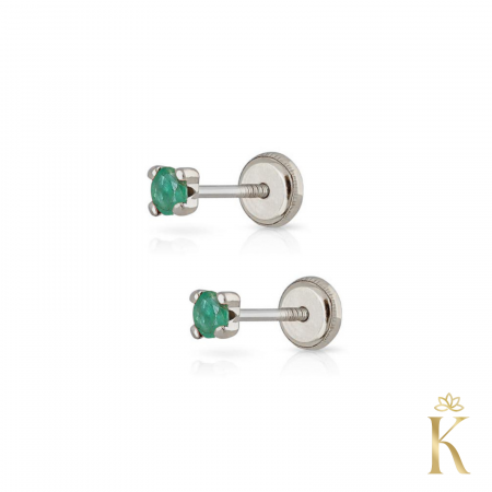 Cercei-bebelusi-piercing-cu-protectie-Piatra-smarald-2mm-aur-alb-Kalini [1]