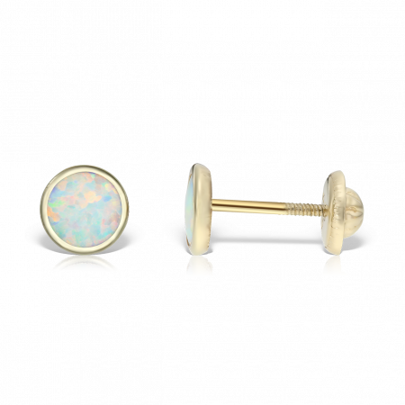 Cercei din aur cu protectie - Cercei-piercing-si-nounascuti-aur-cu-Opal-alb-3mm