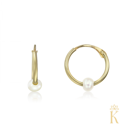 Cercei-aur-galben-creole-Kalini-14k-tortite-mici-8mm-cu-perla [3]