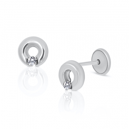 Cercei  Aur - cercei-cu-protectie-aur-alb-14k-cerculete-cu-diamante-6-mm
