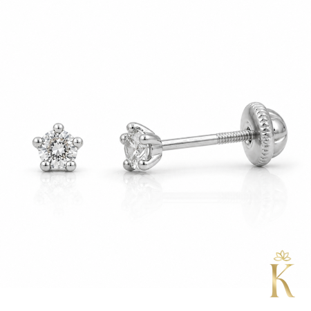 Cercei fetite 1 an+ - cercei-bebelusi-cu-protectie-aur-alb-14k-piatra-diamant-natural-3mm-0-09ct