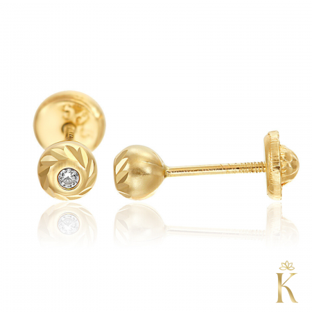 Cercei din aur cu protectie - Cercei-cu-protectie-din-aur-pentru-copii-Bilute-clasice-striatii-4mm