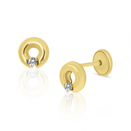 Cercei din aur cu pietre pretioase - Cercei-copii-cu-protectie-aur-galben-14K-Cerculete-cu-diamant-