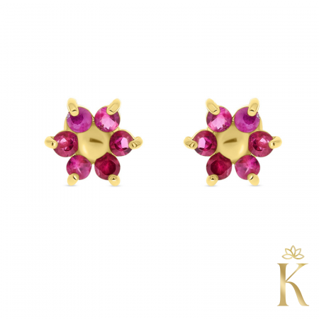 Cercei-bebelusi-protectie-aur-galben-rubine-floare-5mm-Kalini [2]