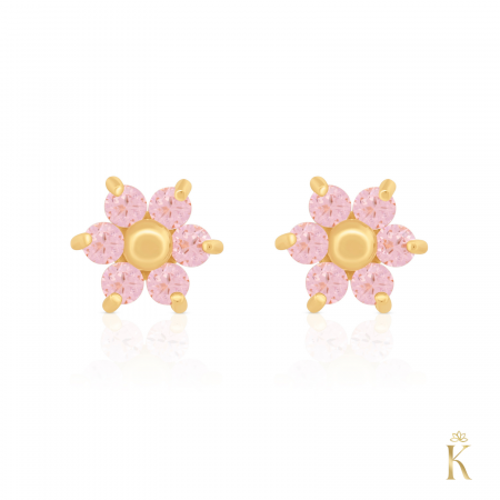 Cercei-protectie-aur-copii-Piatra-roz-Flori [2]