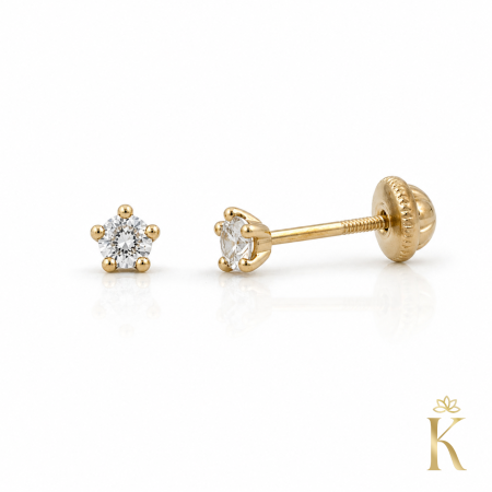 Cercei din aur cu protectie - cercei-bebelusi-cu-protectie-aur-galben-14k-piatra-diamant-natural-3mm-0-09ct