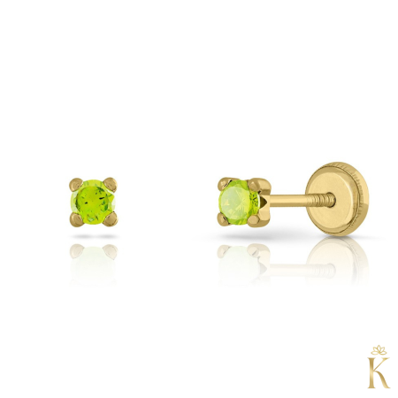 Cercei  Aur - Cercei-aur-copii-cu-protectie-piatra-verde-peridot