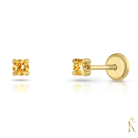 Cercei  Aur - Cercei-copii-cu-protectie-piatra-wood-citrin
