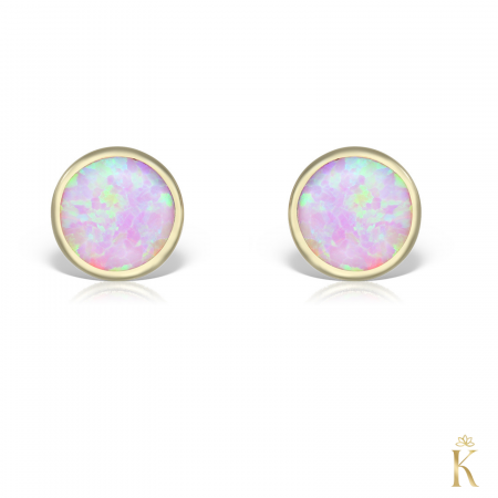 Cercei din aur cu protectie - Cercei-aur-fetite-dama-cu-protectie-opal-roz-5mm-Kalini