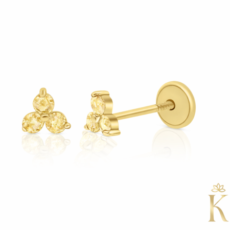 Cercei fetite 1 an+ - Cercei-aur-copii-Citrin-natural