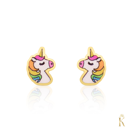 Cercei fetite 1 an+ - Cercei-aur-copii-Unicorni-6x5mm