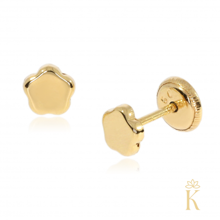 Cercei-bebelusi-aur-galben-18K-Floricele-pline-4mm-Kalini [2]