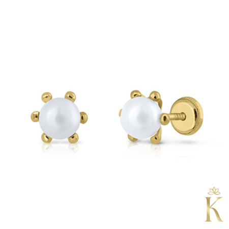 Cercei din aur cu protectie - Cercei-cu-protectie-aur-galben-Perle