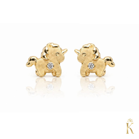 Cercei din aur cu protectie - Cercei-aur-copii-Unicorni