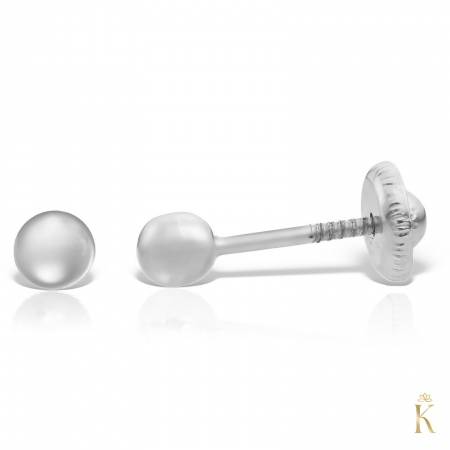 Cercei din aur cu protectie - Cercei-aur-alb-cu-protectie-nounascut-piercing-Bilute-3mm