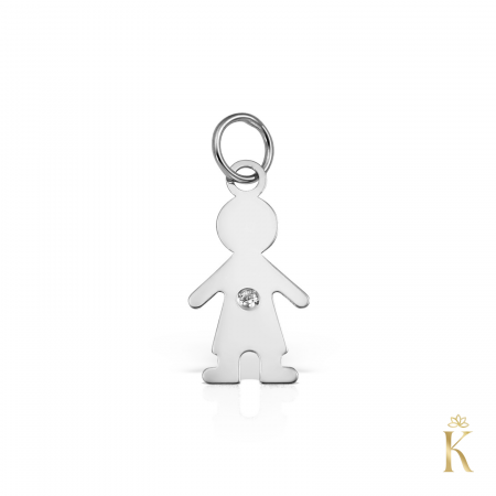 Bijuterii Aur – Bebe & Mamă - Pandant-aur-alb-Baietel-diamant-martisor