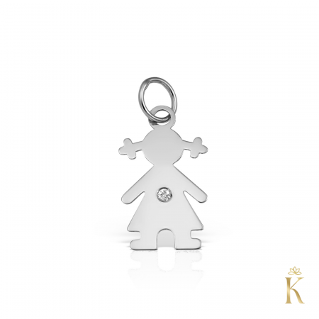 Bijuterii Aur – Bebe & Mamă - Pandantiv-aur-alb-diamant-Fetita-Kalini