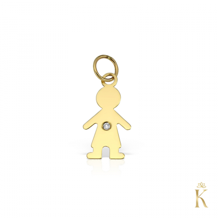 Bijuterii Aur – Bebe & Mamă - Pandant-aur-galben-Baietel-diamant-martisor