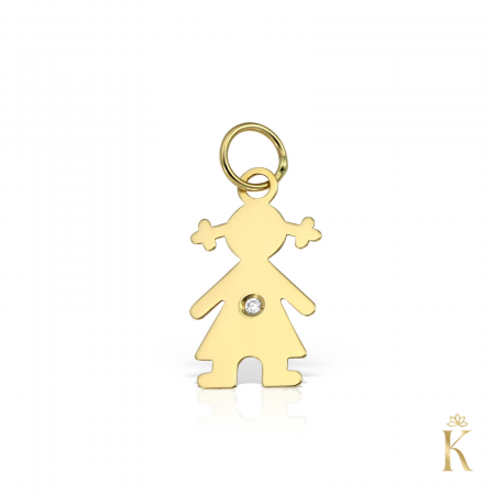 Bijuterii Aur – Bebe & Mamă - Pandantiv-aur-Fetita-cu-diamant-martisor-Kalini