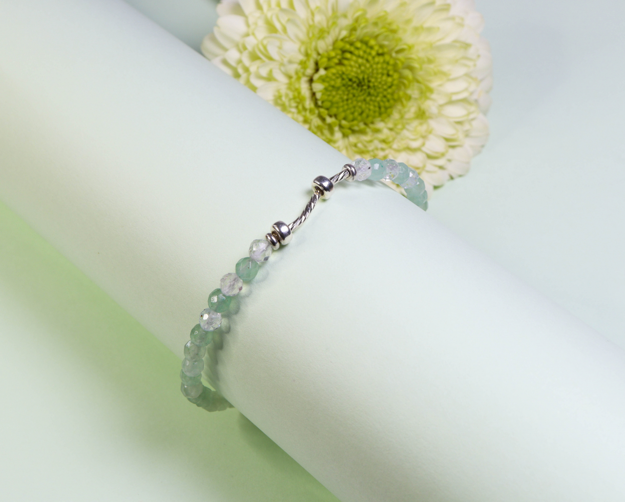 Bratara argint cu aventurin verde si topaz [3]