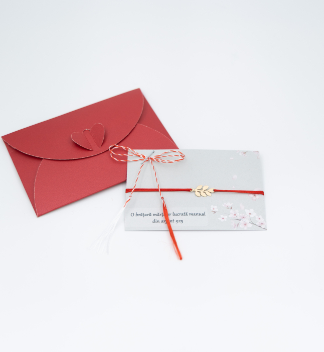 Bratara Martisor din argint placat cu aur - Frunza [2]